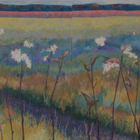 A-Roving, diptych, oil paint on canvas, 4 x 12 ft.