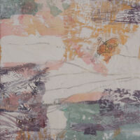 Connection, Butterfly-Word collage, mixed media on canvas, 12 x 12 in.