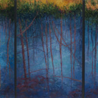 Autumn Reflections, triptych oil paint on canvas, 36 x 72 in.