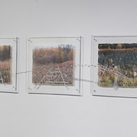 Tracks and Traces, installation acrylic photo transfer, Plexiglas, 14 in. x 18 ft. approx.