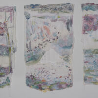 Mates, triptych mixed media, 60 x 120 in. approx.