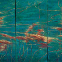 Quaver Quaver, triptych, oil paint on canvas, 24 x 36 in.