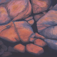 The Gathering- Blush oil paint on canvas, 30 x 45 in.